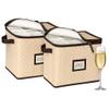Champagne Flute Storage Boxes with Dividers - Set of 2 - Each Holds 12 Glasses up to 3.75" Wide - Quilted Microfiber Case with Handles - Protects Stemware - Ideal for Champagne & White Wine Glasses view 1
