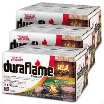 Duraflame 18-Pack Firelogs, Wood Alternative for Indoor or Outdoor Fireplace, 2.5 lb Each - Fast Lighting, Burns Over 1.5 Hours, Log for Open-Hearth Fireplaces, Bonfires, Fire Pits and Campfires