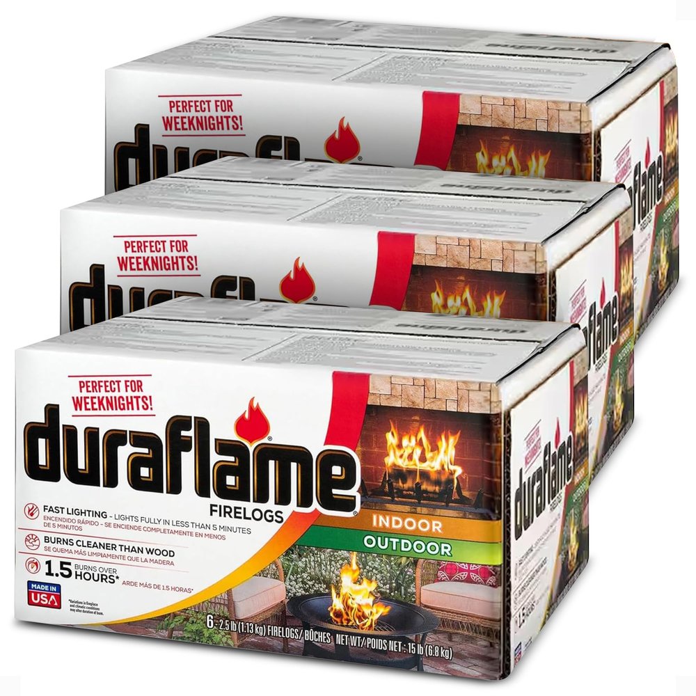 Duraflame 18-Pack Firelogs, Wood Alternative for Indoor or Outdoor Fireplace, 2.5 lb Each - Fast Lighting, Burns Over 1.5 Hours, Log for Open-Hearth Fireplaces, Bonfires, Fire Pits and Campfires