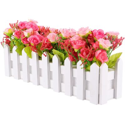 IMIKEYA 1pc White Fence Set Arrangement Artificial Flowers Wedding Decor Home Decor Fake Plant Decor Simulated Bonsai Fake Succulent Plants Green Bamboo Vase Dining Table