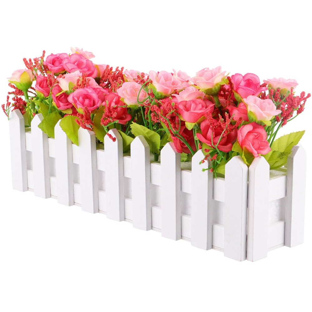 IMIKEYA 1pc White Fence Set Arrangement Artificial Flowers Wedding Decor Home Decor Fake Plant Decor Simulated Bonsai Fake Succulent Plants Green Bamboo Vase Dining Table