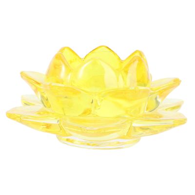 IMIKEYA Crystal Glass Lotus Candle Holder Decorative Votive Holder for Home Elegant Buddha Supply