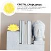 IMIKEYA Crystal Glass Lotus Candle Holder Decorative Votive Holder for Home Elegant Buddha Supply view 3
