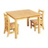ECR4Kids 30in x 30in Square Hardwood Table with 20in Legs and Two 10in Chairs, Kids Furniture, Honey view 1