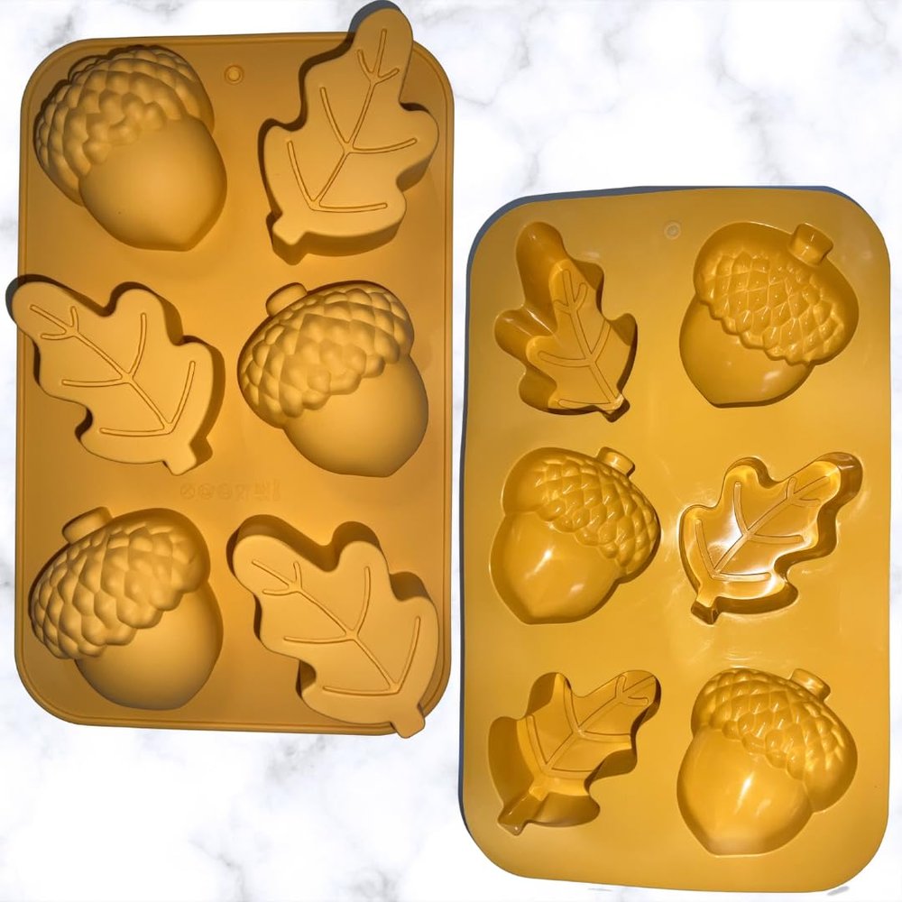 CandyMolds Halloween Silicone, Fall Silicone Molds, Harvest Molds, Chocolate Molds for Cake Decoration, Cakesical Molds, Hot Cocoa Bombs and more (Acorns & Leafs (Large))