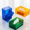 PEKJI Pretty Desktop Tissue Box Cover Acrylic Minimalist Napkin Holder Pumping case Dispenser Rectangular Transparent Tissue Box Practical view 3