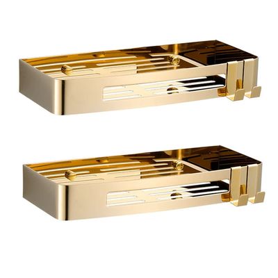 BAHELS Corner Shower Caddy Bathroom Shelf, Stainless Steel Toilet Vanity Wall Storage Rack, Shower Caddy Shelf Organizer Shower Organizer (Color : Gold, Size : 2 layer)