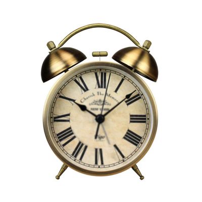 GRFIT Alarm Clock 1pc Retro Round Desktop Clock Small Alarm Clock for Home Living Room Bedroom Office (Battery Not Included) Clocks for Bedside
