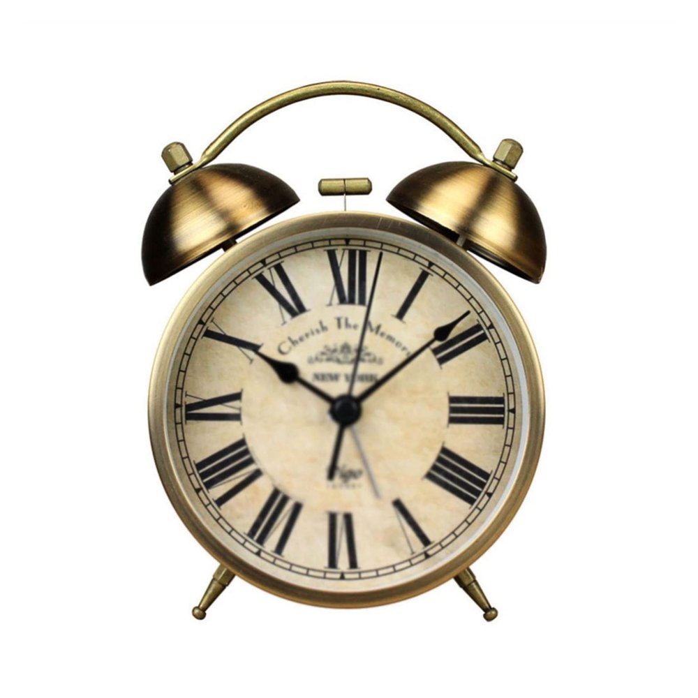 GRFIT Alarm Clock 1pc Retro Round Desktop Clock Small Alarm Clock for Home Living Room Bedroom Office (Battery Not Included) Clocks for Bedside