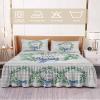 Bless Our Home Wrap Around Pleated Bed Skirts for Cal.King Bed 72x84, Teal Eucalyptus Leaves Rustic Wooden Decorative Dust Ruffle Bed Sheet & Bedskirt 18'' Drop Bedspread with Pillow Case 20x36 view 2