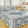 Bless Our Home Wrap Around Pleated Bed Skirts for Cal.King Bed 72x84, Teal Eucalyptus Leaves Rustic Wooden Decorative Dust Ruffle Bed Sheet & Bedskirt 18'' Drop Bedspread with Pillow Case 20x36 view 3