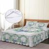 Bless Our Home Wrap Around Pleated Bed Skirts for Cal.King Bed 72x84, Teal Eucalyptus Leaves Rustic Wooden Decorative Dust Ruffle Bed Sheet & Bedskirt 18'' Drop Bedspread with Pillow Case 20x36 view 4