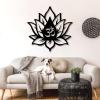 Cadeali Lotus Flower Wall Art, Metal Lotus Flower Wall Art, Om Metal Decor, Spiritual Decor, Om Symbol Sign, Living Room, Bedroom, Yoga Room Hangings, Home Decortion (White, 18"x 18"| 47x47cm) view 2