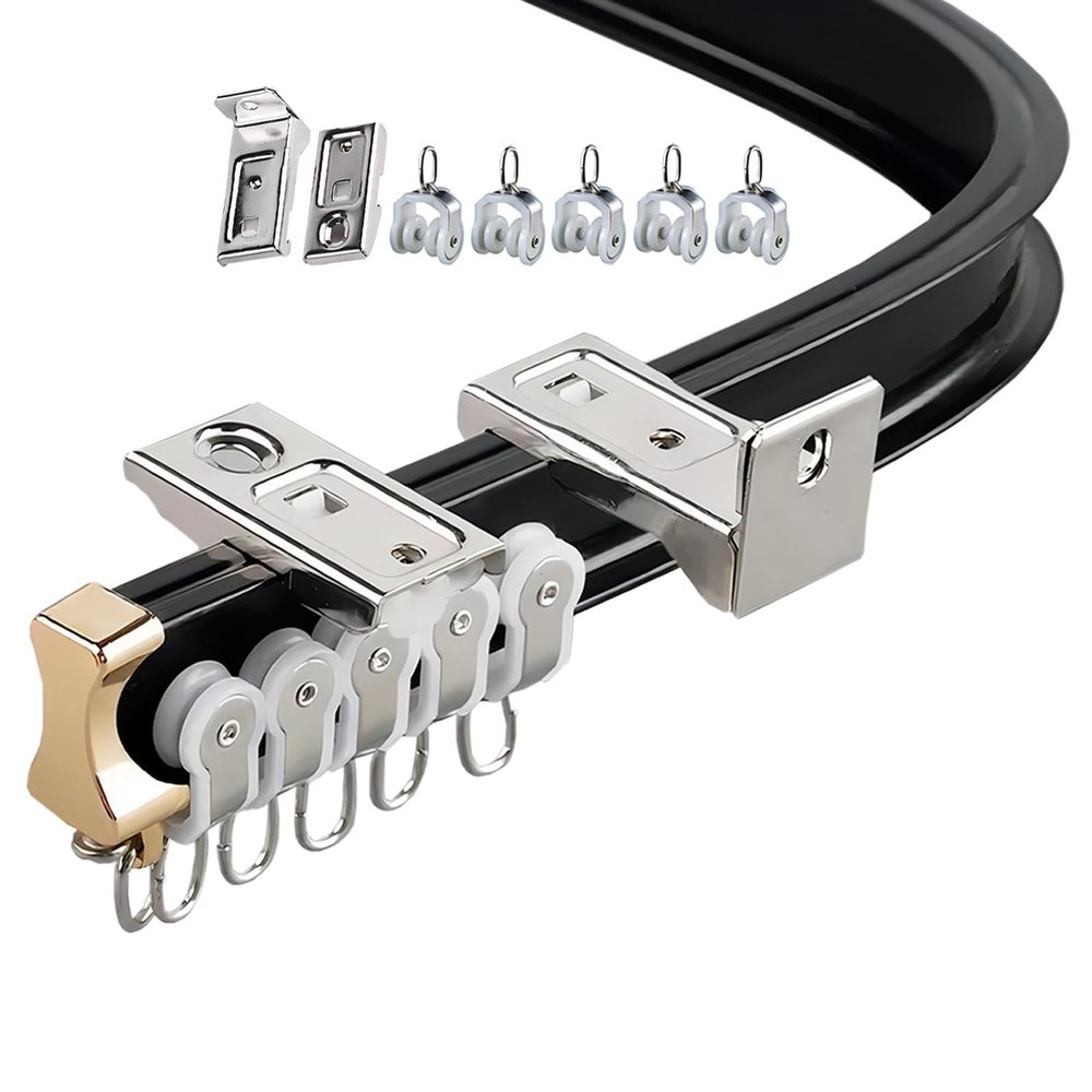 whalebee Flexible Curtain Track Curtain Track Easy to Install Can Be Bent Manually Curtain Wall/Ceiling Mounting Track Smooth Running Wear-Resistant Bendable Curtain Pole