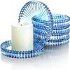 Kanpura Set of 6 Blue Glass Candle Plates, Pillar Candle Holder Plates,Glass Coaster Holder,Small Round Trays for Christmas Party Wedding Centerpiece view 1