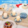 Kanpura Set of 6 Blue Glass Candle Plates, Pillar Candle Holder Plates,Glass Coaster Holder,Small Round Trays for Christmas Party Wedding Centerpiece view 2