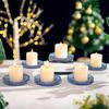 Kanpura Set of 6 Blue Glass Candle Plates, Pillar Candle Holder Plates,Glass Coaster Holder,Small Round Trays for Christmas Party Wedding Centerpiece view 4