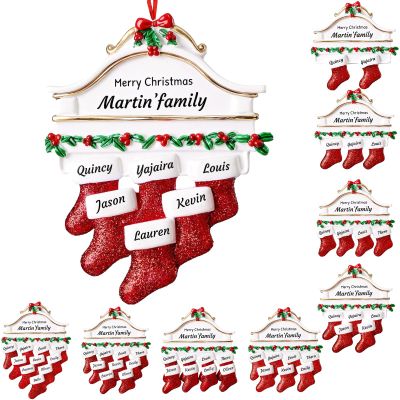witfox Personalized Family Christmas Ornaments 2025 - Personalized Christmas Ornaments Family of 6, Custom Name Stocking Xmas Ornaments Personalized for Family Members