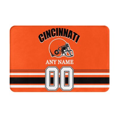 Midkepf Custom Cincinnati Door Mat Bathroom Rugs, Personalized Any Name Number Non-Slip Bath Mat, Custom Rug Gift for Football Fans Men Women 23.6" L X 15.7" W