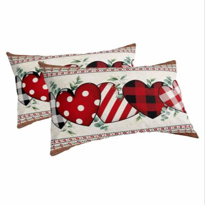 Valentines Pillow Covers Standard Size 2 Pack, Soft Bed Throw Pillowcases Breathable Cooling Long Lumbar Body Pillow Sham Cover for Bed Sofa 20x26 Red Love Heart Teal Botanical Southwest Wooden