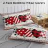 Valentines Pillow Covers Standard Size 2 Pack, Soft Bed Throw Pillowcases Breathable Cooling Long Lumbar Body Pillow Sham Cover for Bed Sofa 20x26 Red Love Heart Teal Botanical Southwest Wooden view 3