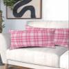 BOBOWUNY Valentines Pillow Covers King Size, Soft Bed Throw Pillowcases Breathable Cooling Long Lumbar Body Pillow Sham Cover for Bed Sofa 20x40 Pink White Buffalo Plaid Striped view 2