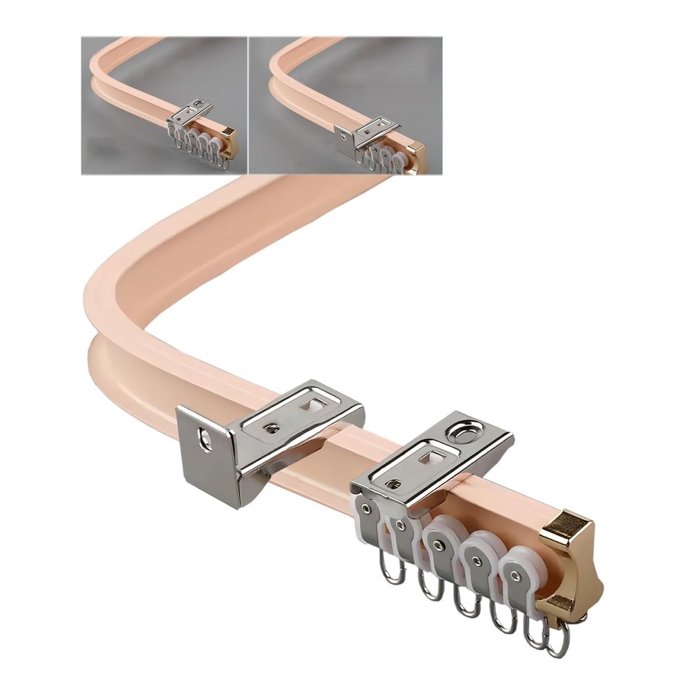whalebee Flexible Curtain Track Curtain Ceiling Track Easy to Install Bendable Curtain Rail for Bay Window Curtain Rail Track Aluminium Alloy with Silent Wheels Curtain Pole