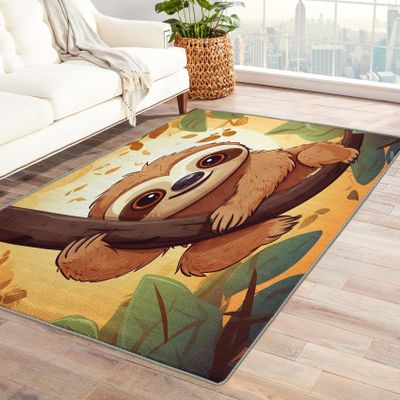 Sloth Rug & Home Decor - 6x9 Rug, Kids Rugs for Living Room Bedroom, Cartoon Animal Carpet, Washable Non Slip Soft Low Pile Indoor Area Rug & Room Decor