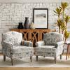 HULALA HOME Accent Armchairs Set of 2 with Print Floral Pattern, Upholstered Living Room Accent Chairs with Retro Wood Legs & Nailhead Trim, Fabric Sofa Chairs Reading Chairs for Bedroom, Paisley view 1