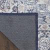 10' Blue and Ivory Floral Power Loom Distressed Washable Runner Rug view 3