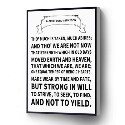 Alfred Lord Tennyson Modern Canvas Wall Art Ulysses Poem Poster To Strive Seek Find And Not To Yield Print For Living Room Bedroom Office School Wall Decor Ready To Hang(Wood Framed 12" X 16")