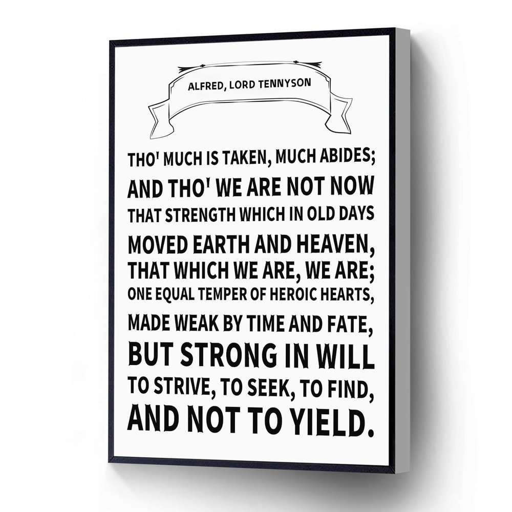 Alfred Lord Tennyson Modern Canvas Wall Art Ulysses Poem Poster To Strive Seek Find And Not To Yield Print For Living Room Bedroom Office School Wall Decor Ready To Hang(Wood Framed 12" X 16")