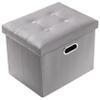 PRANDOM Ottoman with Storage [1-Pack] Velvet Folding Small Square Foot Stool with Lid for Living Room Bedroom Coffee Table Dorm Light Grey 17x13x13 inches view 1