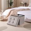 PRANDOM Ottoman with Storage [1-Pack] Velvet Folding Small Square Foot Stool with Lid for Living Room Bedroom Coffee Table Dorm Light Grey 17x13x13 inches view 2