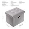 PRANDOM Ottoman with Storage [1-Pack] Velvet Folding Small Square Foot Stool with Lid for Living Room Bedroom Coffee Table Dorm Light Grey 17x13x13 inches view 3