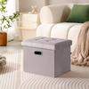 PRANDOM Ottoman with Storage [1-Pack] Velvet Folding Small Square Foot Stool with Lid for Living Room Bedroom Coffee Table Dorm Light Grey 17x13x13 inches view 4