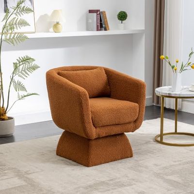 4 Colors 28" W Swivel Accent Chair and Comfy Accent Sofa Chair for Living Room, 360 Degree Club Chair, Leisure Chair for Bedroom Living Room Lounge Hotel Office (Caramel)