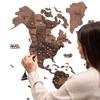 ENJOY THE WOOD 3D Wood World Map Wall Art Large Wood Wall Dcor Housewarming Gift Idea Wood Wall Art World Travel Map For Home & Kitchen or Office (Small, Dark Walnut) view 1