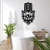 Hamsa Hand Metal Wall Decor, Hamsa Wall Decor, Sacred Geometry Metal Wall Art, Evil Hamsa Wall Art, Hand of Fatima Large Metal Wall Decor, Lotus Flower Wall Decor, Living Room Wall Decor (Black, 25"x14"|66x38cm) view 2