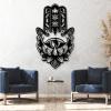 Hamsa Hand Metal Wall Decor, Hamsa Wall Decor, Sacred Geometry Metal Wall Art, Evil Hamsa Wall Art, Hand of Fatima Large Metal Wall Decor, Lotus Flower Wall Decor, Living Room Wall Decor (Black, 25"x14"|66x38cm) view 4