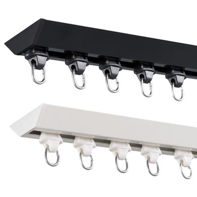 TZUFA Ceiling Curtain Track 1-6m - Ceiling Track for Curtains - Room Divider Curtain Rod Ceiling Mount for RV, Bedroom, Shower Room (Color : Black, Size : 2.8m(2 * 1.4m))