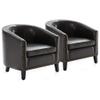 BELLEZE Accent Barrel Chair, Set of 2 Modern Faux Leather Tub Club Chair Upholstered Armchair with Gold Nail Head Trim and Black Legs for Living Room Bedroom Apartment Lounge - Dark Brown view 1