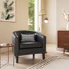 BELLEZE Accent Barrel Chair, Set of 2 Modern Faux Leather Tub Club Chair Upholstered Armchair with Gold Nail Head Trim and Black Legs for Living Room Bedroom Apartment Lounge - Dark Brown view 2
