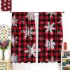 Christmas Plaid Curtains, Christmas Snowflake Printed Red and Black Buffalo Plaid Home Decor for Holiday Bedroom Living Room55X63 Inch view 3