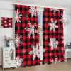 Christmas Plaid Curtains, Christmas Snowflake Printed Red and Black Buffalo Plaid Home Decor for Holiday Bedroom Living Room55X63 Inch view 4