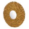 Honio Straw Weaving Wall Mirror, Easy to Retro HD Imaging Beautiful Wall Decor Mirror for Living Room (Gold) view 1