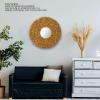 Honio Straw Weaving Wall Mirror, Easy to Retro HD Imaging Beautiful Wall Decor Mirror for Living Room (Gold) view 2