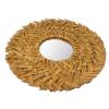 Honio Straw Weaving Wall Mirror, Easy to Retro HD Imaging Beautiful Wall Decor Mirror for Living Room (Gold) view 3