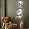 Cadeali Dragon Metal Wall Art, Dragon Wall Art, Dragon Sign, Dragon Metal Wall Decor, Dragon Wall decor, Mythologic Tattoo Art, Housewarming Gift (Silver, 15"x27"/38x68cm) view 1