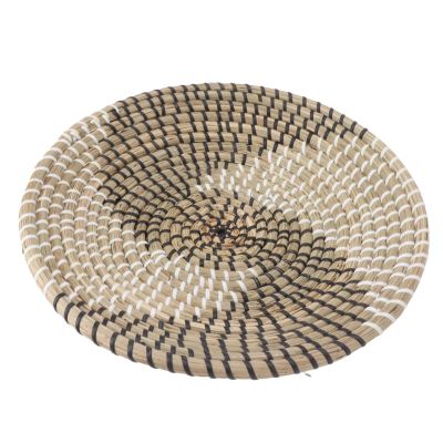 RXMORI Hanging Wall Basket Decor, Boho Wall Plate, Handcrafted Seagrass Hanging Baskets, Multifunction Woven Insulation Pad for Living Room Kitchen (Style 2)